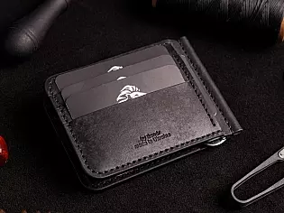 Шкіряний зажим для купюр чоловіча модель на 8 зовнішніх відділів для карток та 2 внутрішніх ручний пошив