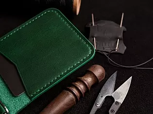 Шкіряний гаманець затиск для купюр з двома відділами для карток преміальна шкіра ручна робота