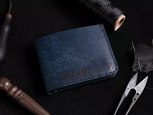 Чоловічий шкіряний гаманець ANGLE внутрішня кнопка магніт