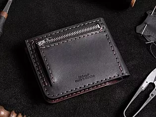 Шкіряний чоловічий гаманець ANGLE внутрішня кнопка магніт та зовнішній відділ для монет на замочку