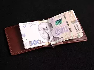 Шкіряний гаманець затиск для купюр з двома відділами для карток преміальна шкіра ручна робота