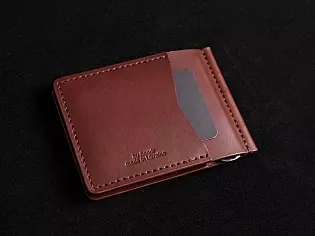 Шкіряний гаманець затиск для купюр з двома відділами для карток преміальна шкіра ручна робота