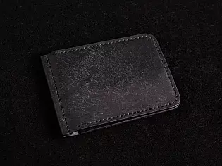 Шкіряний гаманець-затиск максимально тонкий із відділами для карток