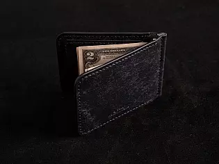 Шкіряний гаманець-затиск максимально тонкий із відділами для карток