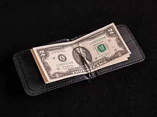 Шкіряний гаманець-затиск максимально тонкий із відділами для карток