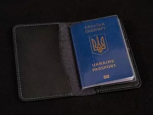 Шкіряна обкладинка для паспорта книжечки з тисненням та малюнком голови лева