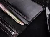 Шкіряне портмоне з монетницею, 2 відділеннями для купюр і 6 для карток