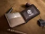 Чоловічий шкіряний гаманець 2 прозорих відділи для ID карт та 6 відділів для карток