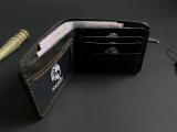 Шкіряний виготовлений вручну гаманець з прозорим відділом для паспорта, три карти та таємна кишеня