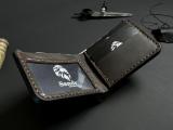 Шкіряний виготовлений вручну гаманець з прозорим відділом для паспорта, три карти та таємна кишеня