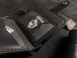 Шкіряний гаманець 6 відділів для карток, 2 прозорих, 1 відділ для купюр та зовнішня кишеня для монет на замочку
