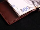 Шкіряний гаманець затиск для купюр з двома відділами для карток преміальна шкіра ручна робота