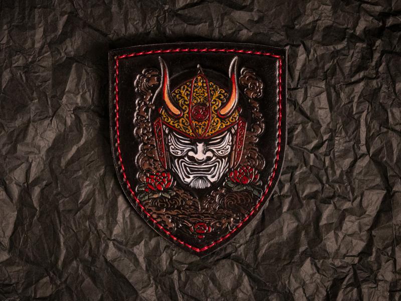 Шкіряний патч із тисненим зображенням японського самурая