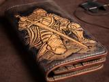 Шкіряний гаманець з ручним тисненням лицаря, ручна робота справжня шкіра